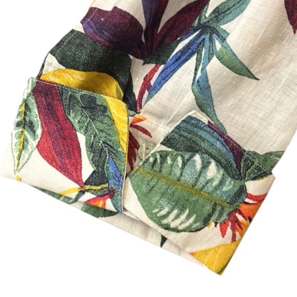 Chico’s No Iron Linen 3/4 Sleeve Floral Tropical Shirt Size 16 - Picture 14 of 15